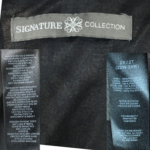 Signature Collection Avon Chiffon Nude with Black Lace Print Midi Dress size 2X - Picture 9 of 10